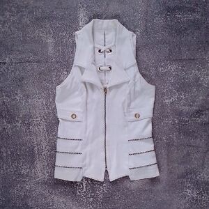 VINTAGE 90s CAPACITY UNLIMITED Stylish White Sleeveless Jacket